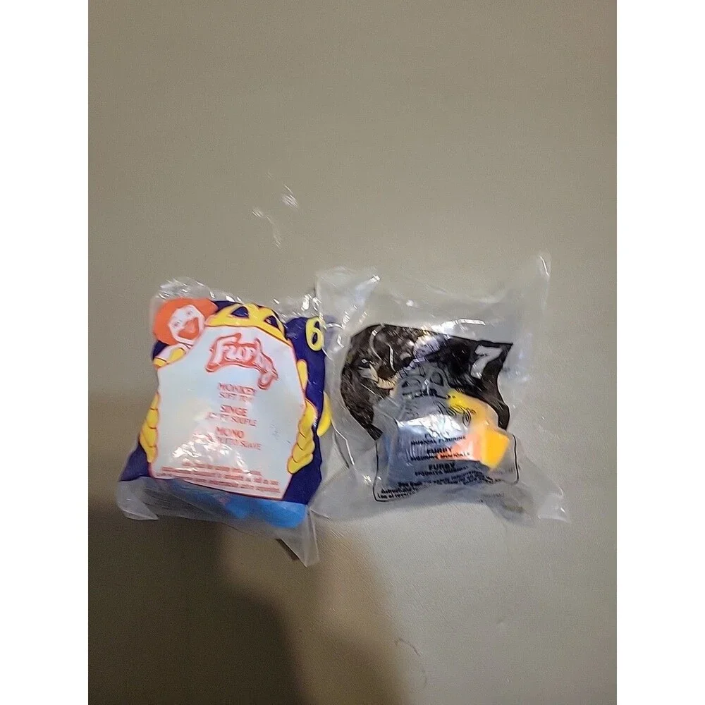 Vtg‎ 2000 Furby Monkey Plush Keychain & plastic toy 2001 McDonalds Happy Meal